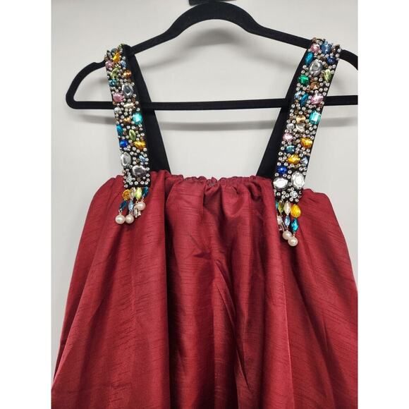 NWT Sunday in Brooklyn Embellished-Strap Bubble Mini Dress Size XS Red NA501 - Picture 5 of 12